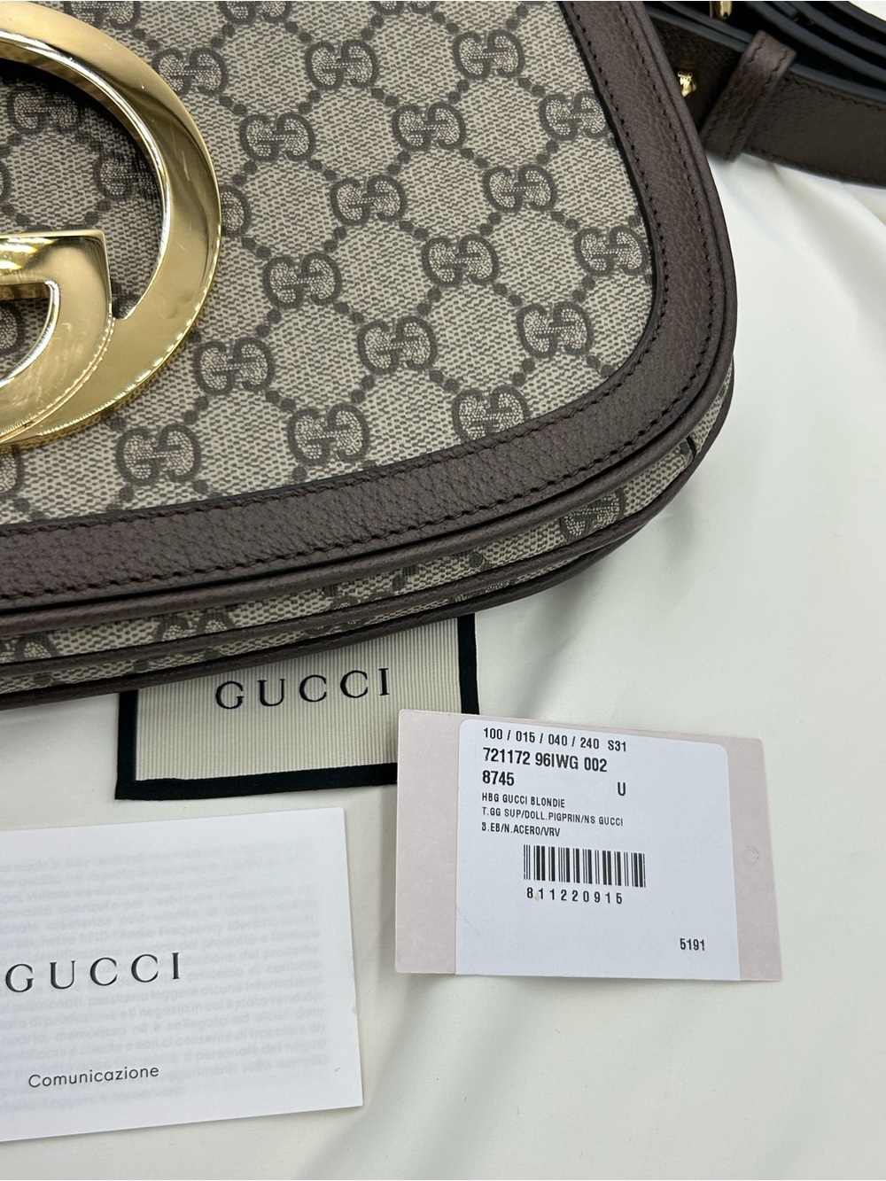 Women's Gucci Blondie iconic GG Supreme canvas shoulder Bag made in Italy - Picture 12 of 16
